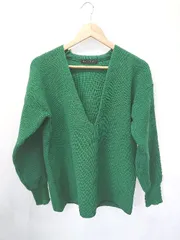 ■ ⊇ URBAN RESEARCHアーバン リサーチ シンプル 長袖 Ｖネックニットプルオーバー サイズF グリーン系 レディース E  【1411130007118】