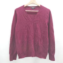 ◇ Θ UNIQLO ユニクロ 無地 長袖 Vネックニット サイズL ダークレッド系 レディース E  【1506190013749】