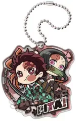 【中古】キーホルダー・マスコット(キャラクター) 炭治郎＆禰豆子 「ぴた!でふぉめ 鬼滅の刃 アクリルキーホルダーvol.2」