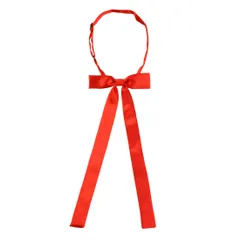 Allegra K スクールリボン 制服リボン リボンタイ 無地 ネクタイ ボウタイ 蝶ネクタイ 高校生 制服 レッド