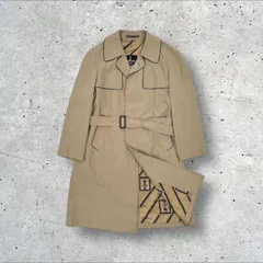 80s 90s ヴィンテージ LANVIN PARIS レザーパイピング 裏地総柄 シングル トレンチコート スプリングコート R48