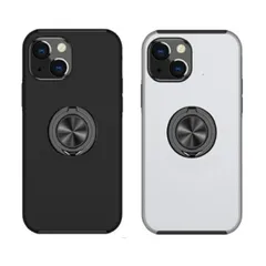 TR-CAS007 iPhone 14 Pro カバー 360度回転 リング付き スタンド 縦置き 横置き スマホ スマートフォン カバー アイフォン フィンガーリング ブラック シルバー (C)
