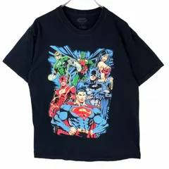 ジャスティス・リーグJustice LeagueキャラクターTシャツ映画TムービーTキャラ物DCコミックススーパーマンバッドマン大判プリントデカプリント黒ブラックフェードvintageヴィンテージ40622
