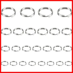 【激安！】アクセサリーパーツ 鍵飾り ステンレス色 二重カン 手作り キーパーツ クラスプ キーチェーン ナスカン ハンドメイド スプリットキーリング 丸カン ステンレス ステンレス DIY 平キーリング 二重リング パーツ キーホルダー 手芸用品 4.5/5