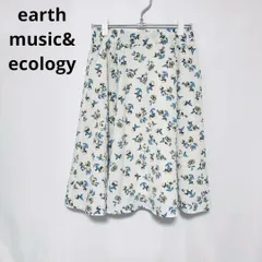 F 【超美品】 earth music&ecology アースミュージックアンドエコロジー Fサイズ 総柄 リバティオフホワイト ウェスト後ろ部分がゴムとなっているので着用しやすく、スニーカーでもサンダルに靴下INでも楽しめるスカートです。 T023_ky50
