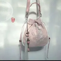 【新品】持ち手付き　刺繍巾着袋　シュルダーバッグ　トートバッグ