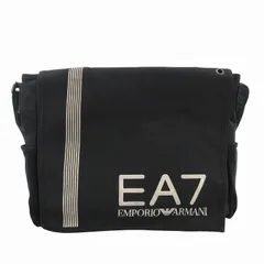 エンポリオアルマーニ EMPORIO ARMANI EA7 ショルダーバッグ 斜め掛け キャンバス ロゴ ベルクロ バイカラー 黒 ブラック 白 ホワイト /FF  ■GY17