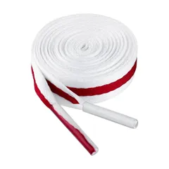 Allegra K ストライプ キャンバス 靴紐 靴ひも 平型 平ひも フラットシューレース 広幅 スニーカー用 幅1cm ホワイト 140 cm