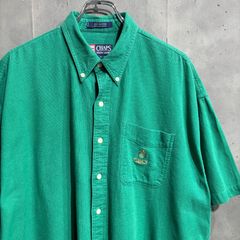 90〜00s CHAPS RALPH LAUREN ワンポイントクレストシャツ　グリーン