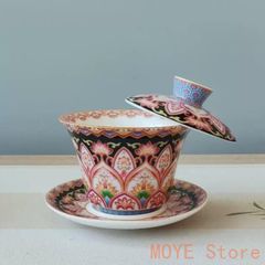 青花人物物語双獅耳蓋缶 茶道具 景徳鎮 陶磁器 装飾品 現代工芸