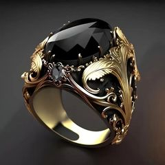 指輪 ブラック×ゴールド ゴージャス ゴツめ リング 008 黒金 ヤクザ オラオラ系 パンク ロック ホスト 派手 メンズ アクセサリー ファッション