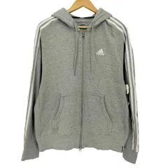 アディダス adidas エッセンシャルズ プラス ルーズフィット スリーストライプス フレンチテリー フルジップパーカー メンズ JPN：M 