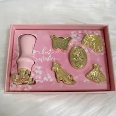 【アウトレット品】 シーリングスタンプ セット ヘッド 6個 ハンドル 桜 ドレス メルヘン 3D