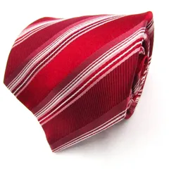 マリオヴァレンティノ ブランドネクタイ ストライプ柄 アイビーストライプ シルク 日本製 メンズ レッド MARIO VALENTINO 【中古】