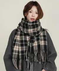 大判マフラー チェック柄 秋冬レディース