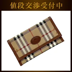 バーバリー 二つ折り 長財布 ベージュ ブラウン チェック 財布 美品 PVC