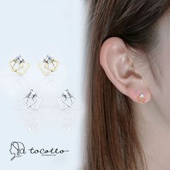 ピアス レディース リングピアス ポスト チタン キュービックジルコニア 金属アレルギー ニッケルフリー 韓国ピアス ギフト【tocotto】（トコット）【公式】ピアス レディース 韓国ピアス  20代 ピアス 30代 ピアス 40代【tw-ccp-38】