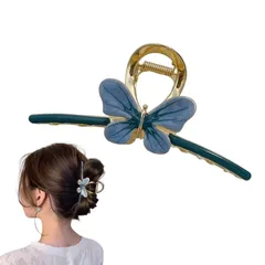 HAPPY SUGAR ヘアクリップ 大きめ しっかりとまる 蝶 蝶々 バンスクリップ ヘアアクセサリー おしゃれ 髪留め クリップ 大きめ シンプル ヘアバレッタ 