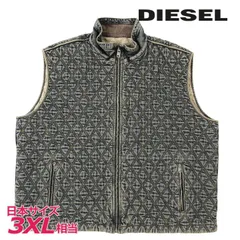新品・未使用 ディーゼル DIESEL [3XLサイズ相当] ジップアップデニムベスト メンズ ヴィンテージウォッシュ加工 中綿キルティング D-KUR-FS