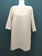 ◇ BEAMS LIGHTS Uネック バックジップ 裏地 レース シンプル 長袖 膝丈 ワンピース サイズ38 ブラウン レディース E  【1308290059609】のサムネイル