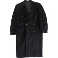 コロンボ COLOMBO カシミヤ100％ ダブルブレスト チェスターコート ロング ひざ丈 ブラック サイズ46 メンズ 