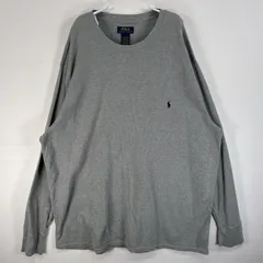古着 ポロ・ラルフローレン POLO RALPH LAUREN 長袖Tシャツ サーマル ワッフル ロゴ 刺繍 大きいサイズ 3XL  グレー 無地 メンズ