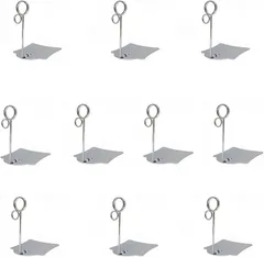 kaoco ポップスタンド 卓上 クリップ 10個 カード立て ステンレス メニュー立て 値札 プライスカード(シルバー)