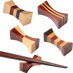 fogman 箸置き 箸枕 おしゃれ かわいい 木製 箸台 和風 カトラリーレスト 4個セット( ブラウン)