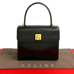 極 美品 希少品 CELINE ヴィンテージ セリーヌ ロゴ リング金具 レザー 本革 ハンドバッグ ミニ トートバッグ ブラック 30521