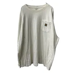 Carhartt 長袖 ロゴTシャツ 2XL ホワイト カーハート メキシコ製 コットン100% ビッグサイズ ロングTシャツ シンプル a709-6576