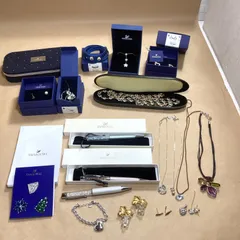 ★ SWAROVSKI スワロフスキー アクセサリー、雑貨 23点 まとめ商品 ネックレス ブレスレット チョーカー ピアス ブローチ ジュエリーケース 0.85kg