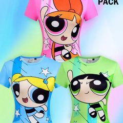 ☆輸入☆パワーパフガールズ　powerpuff girls クロップドTシャツ　３枚セット