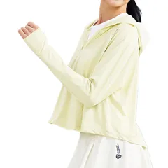 [MORE AUNI] ラッシュガード レディース 日焼け止め UVカット UPF50+ 長袖 ショート丈 パーカー 体型カバー ポンチョ風 つば付き 指穴付き 顔保護 接触冷感 薄手 アウトドア 温泉  [イエロー / J20031] [Free Size]