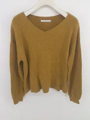 ◇ E hyphen world gallery PEACE 長袖 ニット セーター サイズF キャメル レディース P  【1303310001637】