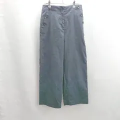 ◇ ⊂ NATURAL BEAUTY BASIC ボタン装飾 キレイめ ワイドパンツ サイズM ネイビー レディース E  【1502030043594】