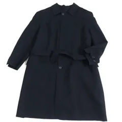 美品▽Dunhill LONDON　ダンヒル　ウール×シルク　ベルト紐付き　ロングコート　ブラック　L　イタリア製　正規品　メンズのサムネイル