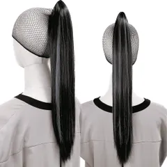 Luce brillare ポニテールウィッグ クリップ ストレート エクステ レディース ウィッグ グラデーション ハイライト ロング 短い 30cm 40cm 50cm 60cm 耐熱 子供 キッズ 髪飾り カ [ナチュラルブラウン/ブルー] [50cm]