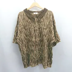 ◇ ⊇ Perushu ペルーシュ 総柄 半袖 ニット サイズL ブラウン系 メンズ E  【1504240028897】のサムネイル