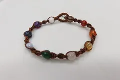 天然石　パワーストーン◆チャクラブレスレット　こげ茶紐　 6mm玉