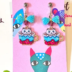 ねこアクセサリー　ピアスへ付替可のサムネイル
