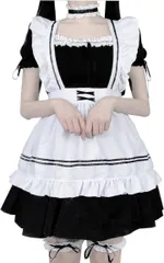 RONGUI メイド服 コスプレ エプロン フリル ロリータ 女装 ゴスロリ( XL)