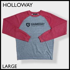 HOLLOWAY】ラグラン 薄手スウェット L ロゴ プリント 色 切替 古着