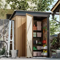 大人気！3700L屋外収納庫スチール物置 ロック付き【可動棚付き