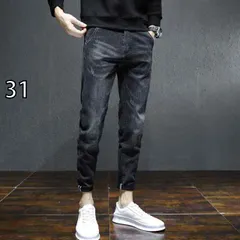 [31]メンズ ファッション 服 オシャレ シンプル 大人 かっこいい 大きいサイズ ストリート 紳士服 春 ジーンズ スリムフィット 韓国スタイル ストレッチ 秋 ブラック カジュアル ロング パンツ