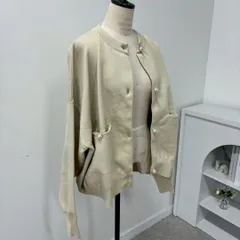 パールボタン カーディガン ベージュ レディース FREEサイズ 上品 シンプル ポケット付き ゆったり シルエット 長袖 羽織り 体型カバー デイリー 通勤 カジュアル フェミニン 秋冬 韓国風 大人可愛い 韓国風 着痩せ 体型カバー アウター 冬先取り