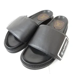 美品 LOUIS VUITTON ルイヴィトン LV サンセット コンフォート フラット ミュール サンダル 37 23.5cm相当 ブラック レディース 古着 中古 USED