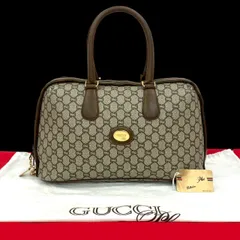 極 美品 GUCCI グッチ オールドグッチ ヴィンテージ グッチプラス ロゴ 金具 レザー ハンドバッグ ミニ ボストンバッグ ブラウン 24210