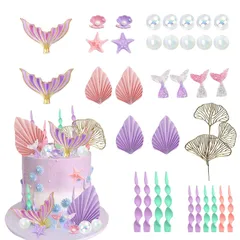 【人気商品】誕生日ケーキ 飾り 33点セット マーメイド ケーキ挿入 ケーキトッパー デコレーション カップケーキ 飾り 女の子 結婚式 SOYANGNEK パーティー 記念日 記念撮影 飾り付け