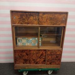 昭和レトロ レトロ 花柄 収納棚 収納家具 オープンシェルフ 黄色