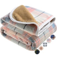 HAPGO ひざ掛け ブランケット 大判 選べる5色2サイズ 4way 着る毛布 ボタン付き 改良 防寒対策 あったか チェック柄 おしゃれ 吸湿保温 抗菌加工 静電気防止 洗濯可能 手触り 家・オフィス・アウトドア・車・出張 などに適用 通年使用 (ピンク,